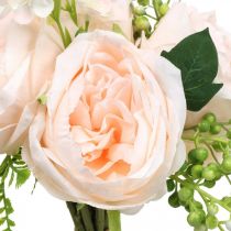 Artificial Rose Bouquet, Silk Flower Bouquet, Roses in Bunch, Artificial Rose Bouquet Pink L28cm