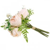 Product Artificial Rose Bouquet, Silk Flower Bouquet, Roses in Bunch, Artificial Rose Bouquet Pink L28cm