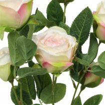 Rose branch, silk roses, artificial branch pink, cream L66cm Ø3/5cm