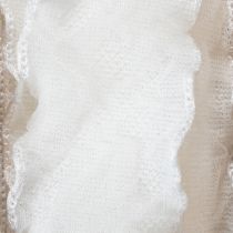Product White ruffled organza ribbon, decorative ribbon, 25mm wide, 10m long