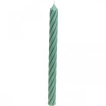 Rustic candles, solid-colored, green, 350/28mm, 4 pieces