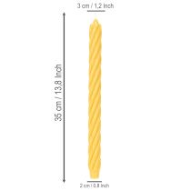 Product Rustic Twist Candles, Tall Taper Candles, Solid Yellow, 350/28mm, 4 Pieces
