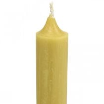 Rustic candles Tall candlesticks colored yellow 350/28mm 4pcs