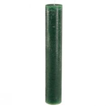 Product Solid-colored candles Rustic green taper candle for atmospheric lighting and festive decoration 300mm Ø50mm 4 pcs