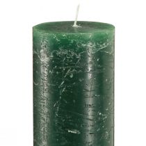 Product Solid-colored candles Rustic green taper candle for atmospheric lighting and festive decoration 300mm Ø50mm 4 pcs