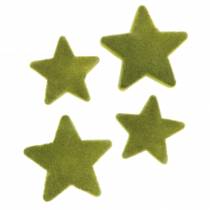 Product Scatter decoration stars flocked moss green 4cm/5cm 40p