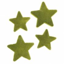 Product Scatter Decoration Stars Flocked Moss Green 4cm/5cm 40 Pcs