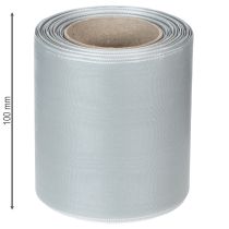 Product Satin wreath ribbon, silver, 100mm wide, 25m long, for funeral wreaths, memorial wreaths &amp; anniversaries, weatherproof &amp; compostable