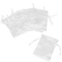 Product Gift bags, satin pouches, white, 6.5 x 10 cm, 10 pieces