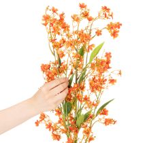 Product Artificial flower orchid branch orange filigree room decoration 110cm 3pcs