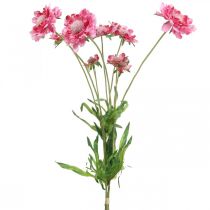 Artificial flower decoration, scabious artificial flower pink 64cm bundle of 3pcs