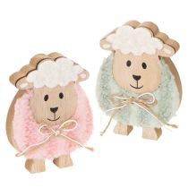 Product Wooden sheep decoration, cute decorative figure for spring and Easter, table decoration, 11cm, 6 pieces