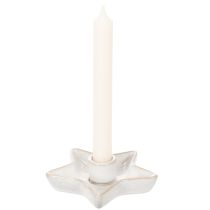 Product Ceramic star candle holder, white, for taper candles, 12cm, 2 pieces