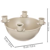 Product Candle holder with 4 holders, modern Advent wreath, beige, 15cm