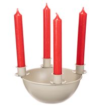 Product Candle holder with 4 holders, modern Advent wreath, beige, 15cm
