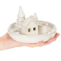 Product Decorative ceramic candle holder with house and trees, 16 cm
