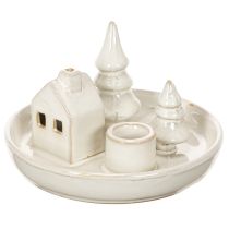Product Decorative ceramic candle holder with house and trees, 16 cm