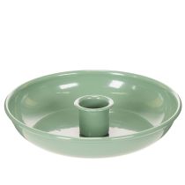Product Green metal candlestick, decorative, for taper candles, 13cm