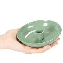 Product Green metal candlestick, decorative, for taper candles, 13cm