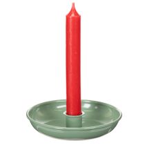 Product Green metal candlestick, decorative, for taper candles, 13cm