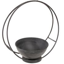 Product Bowl with foot decorative ring metal anthracite H29cm 2pcs