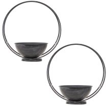 Product Bowl with foot decorative ring metal anthracite H29cm 2pcs
