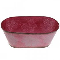 Product Bowl with leaf decoration, planter, autumn decoration, metal pot wine red L38cm H15cm