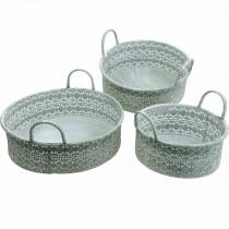 Product Decorative bowl metal with handles Vintage cachepot set of 3