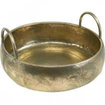 Decorative bowl antique look with handles golden metal Ø31cm