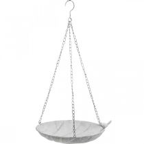Decorative bowl for hanging flower basket metal white L62cm Ø31cm