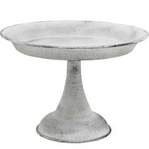 Decorative bowl with foot Decorative plate metal white Ø22cm H15.5cm
