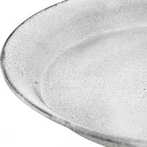 Decorative bowl with foot Decorative plate metal white Ø22cm H15.5cm