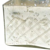 Glass jar with lid shabby glass decoration champagne 14×14×14.5cm