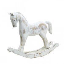 Decorative rocking horse Christmas white brown 26x6x23cm