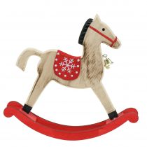Product Rocking horse wood natural, red 21.5cm H21cm