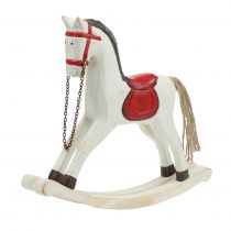 Product Rocking horse wood white, red 25cm x 20.5cm