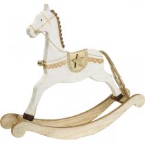 Product Wooden rocking horse, Christmas decoration White Golden H32.5cm