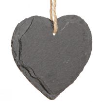 Product Slate board small heart for hanging black 7.5cm 6pcs