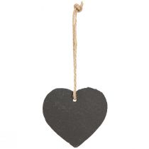 Product Slate board small heart for hanging black 7.5cm 6pcs