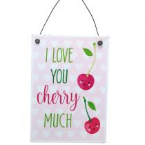 Hanging sign &quot;cherry&quot; 17cm x 12cm 4pcs