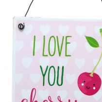 Product Hanging sign "Cherry" 17cm x 12cm 4pcs - Decorative sign with a fruity declaration of love