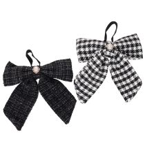 Product Fabric bow with brooch and hanger, checkered, 24cm, 2 pieces
