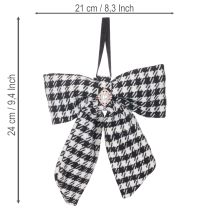 Product Fabric bow with brooch and hanger, checkered, 24cm, 2 pieces