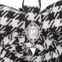 Product Fabric bow with brooch and hanger, checkered, 24cm, 2 pieces