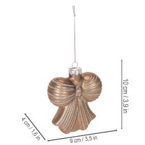Product Glass Christmas ornaments, bow for hanging, 10cm, 2 pieces