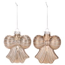 Product Glass Christmas ornaments, bow for hanging, 10cm, 2 pieces
