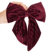 Product Red velvet corduroy fabric bow for hanging Christmas decorations, 24cm, 2 pieces