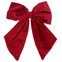 Product Red velvet corduroy fabric bow for hanging Christmas decorations, 24cm, 2 pieces