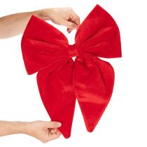 Product Decorative bow in red, large velvet bow for window or door, 50cm