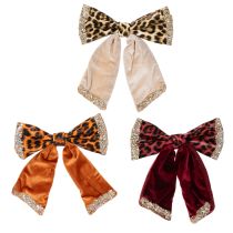 Product Decorative bow with animal print leopard pattern 20cm 3pcs